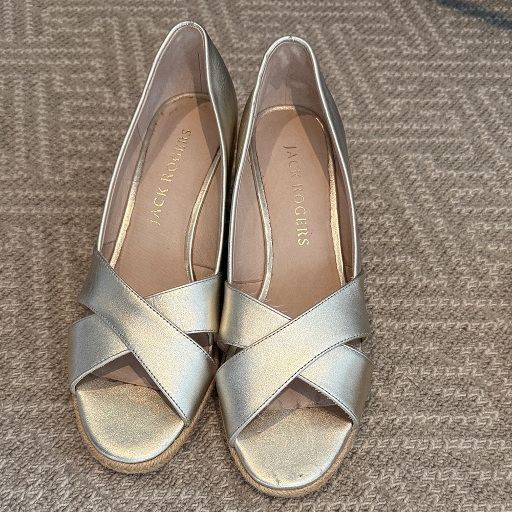 Jack Rogers Metallic Gold Heels
